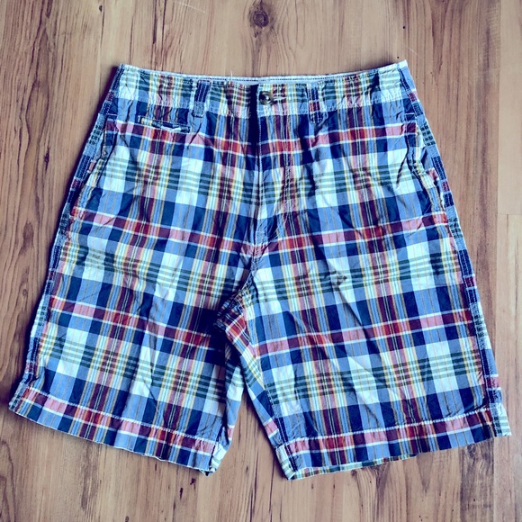 American Eagle Distressed Plaid Shorts Blue Size 32 Men’s - Picture 1 of 15